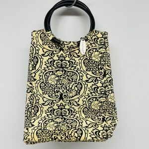 Fit & Fresh brand lunch tote bag with a black and cream white  pattern